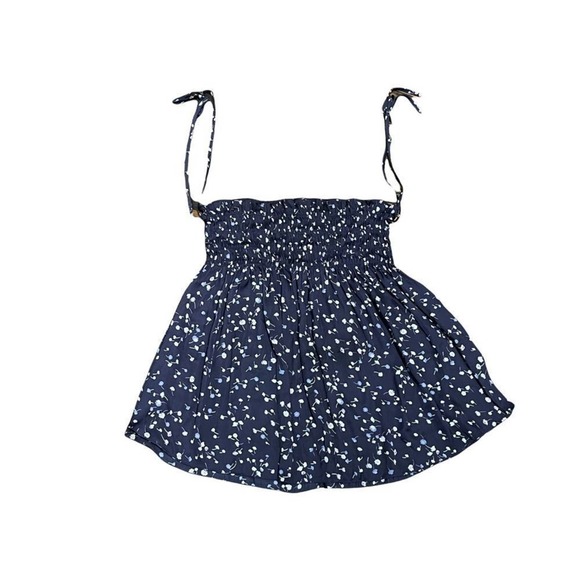 Express Smocked Shoulder Tie Halter Top Purple‎ Floral XS - Picture 1 of 6